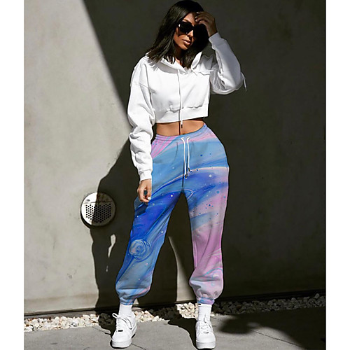 Women's Designer Streetwear Comfort Going out Weekend Jogger Pants Color Block Graphic Prints Full Length Elastic Drawstring Design Print Blue
Women's Designer Streetwear Comfort Going out Weekend Jogger Pants Color Block Graphic Prints Full Length Elastic Drawstring Design Print Blue