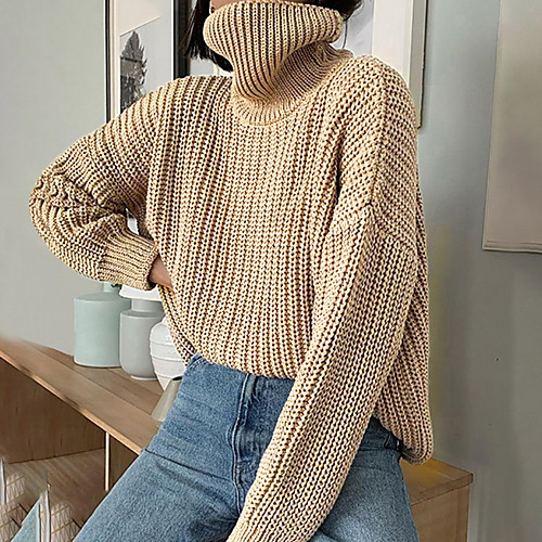 Women's Knitted Solid Color Pullover Long Sleeve Sweater Cardigans Turtleneck Fall Winter Army Green Khaki Coffee
Women's Knitted Solid Color Pullover Long Sleeve Sweater Cardigans Turtleneck Fall Winter Army Green Khaki Coffee