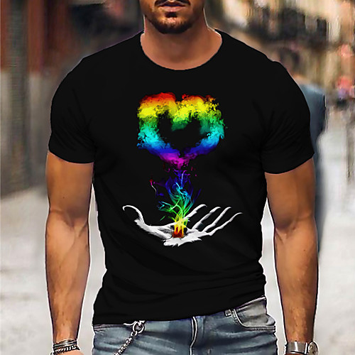 Men's Unisex Tee T shirt Shirt Hot Stamping Rainbow Graphic Prints Hand Print Short Sleeve Casual Tops Cotton Basic Designer Big and Tall Black
Men's Unisex Tee T shirt Shirt Hot Stamping Rainbow Graphic Prints Hand Print Short Sleeve Casual Tops Cotton Basic Designer Big and Tall Black