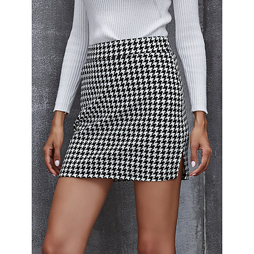 Women's Casual / Daily Weekend Basic Streetwear Short Skirts Houndstooth Split Print Black
Women's Casual / Daily Weekend Basic Streetwear Short Skirts Houndstooth Split Print Black