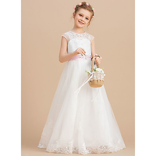 A-Line Floor Length Flower Girl Dresses Party Tulle Cap Sleeve Jewel Neck with Solid
A-Line Floor Length Flower Girl Dresses Party Tulle Cap Sleeve Jewel Neck with Solid