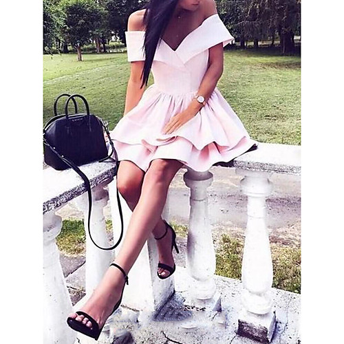 A-Line Empire Minimalist Engagement Cocktail Party Dress Off Shoulder Sleeveless Short / Mini Satin with Tier 2021
A-Line Empire Minimalist Engagement Cocktail Party Dress Off Shoulder Sleeveless Short / Mini Satin with Tier 2021