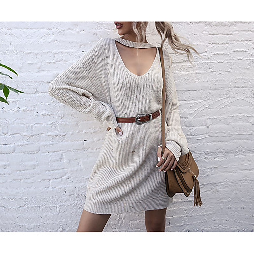 Women's A Line Dress Short Mini Dress Creamy-white Long Sleeve Solid Color Autumn / Fall Winter Casual 2021 S M L
Women's A Line Dress Short Mini Dress Creamy-white Long Sleeve Solid Color Autumn / Fall Winter Casual 2021 S M L