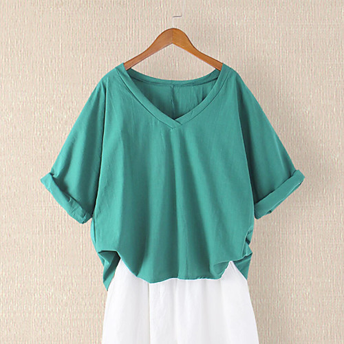 Women's Plus Size Tops T shirt Plain Half Sleeve V Neck Basic Summer Blue Gray Green Big Size L XL XXL 3XL 4XL / Cotton
Women's Plus Size Tops T shirt Plain Half Sleeve V Neck Basic Summer Blue Gray Green Big Size L XL XXL 3XL 4XL / Cotton