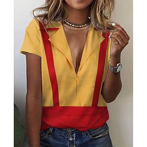 Women's 3D Printed Painting T shirt Color Block 3D Print Round Neck Basic Tops Yellow
Women's 3D Printed Painting T shirt Color Block 3D Print Round Neck Basic Tops Yellow