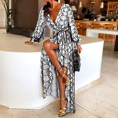 Women's Swing Dress Maxi long Dress Serpentine Long Sleeve Animal Print Fall Winter Deep V Classic & Timeless Hot Elegant Holiday Going out 2021 S M L XL
Women's Swing Dress Maxi long Dress Serpentine Long Sleeve Animal Print Fall Winter Deep V Classic & Timeless Hot Elegant Holiday Going out 2021 S M L XL