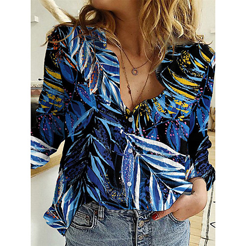 Women's Floral Theme Blouse Shirt Graphic Leaf Long Sleeve Button Print Shirt Collar Casual Streetwear Tops Blue Green
Women's Floral Theme Blouse Shirt Graphic Leaf Long Sleeve Button Print Shirt Collar Casual Streetwear Tops Blue Green