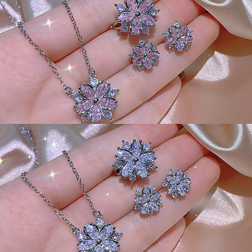 Women's Clear Pink Cubic Zirconia Jewelry Set Geometrical Floral Theme Flower Simple Elegant Korean Sweet Earrings Jewelry Blushing Pink / White For Wedding Party Evening Street Gift Beach 1 set
Women's Clear Pink Cubic Zirconia Jewelry Set Geometrical Floral Theme Flower Simple Elegant Korean Sweet Earrings Jewelry Blushing Pink / White For Wedding Party Evening Street Gift Beach 1 set