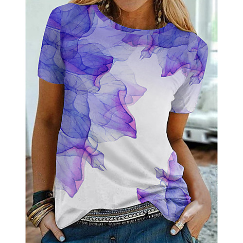 Women's Abstract Painting T shirt Color Block Tie Dye Print Round Neck Basic Tops Blue Purple Blushing Pink
Women's Abstract Painting T shirt Color Block Tie Dye Print Round Neck Basic Tops Blue Purple Blushing Pink