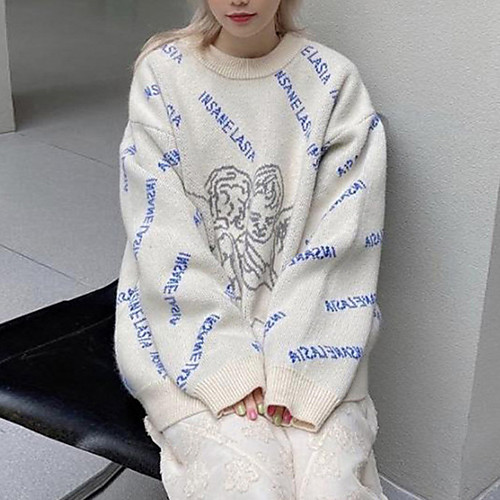 Women's Unisex Stylish Letter Sweater Long Sleeve Sweater Cardigans Crew Neck Fall Spring Gray Beige
Women's Unisex Stylish Letter Sweater Long Sleeve Sweater Cardigans Crew Neck Fall Spring Gray Beige
