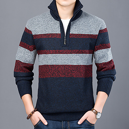 Men's Unisex Stylish Vintage Style 80' Stripe Knitted Striped Color Block Pullover Sweater Long Sleeve Sweater Cardigans Stand Collar Fall Winter Blue Wine Gray
Men's Unisex Stylish Vintage Style 80' Stripe Knitted Striped Color Block Pullover Sweater Long Sleeve Sweater Cardigans Stand Collar Fall Winter Blue Wine Gray