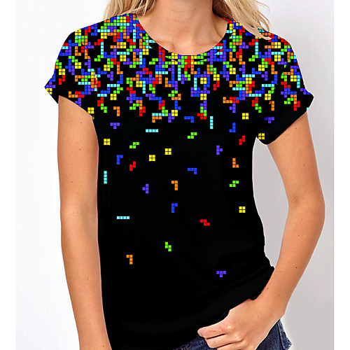 Women's Geometric Painting T shirt Graphic Geometric Print Round Neck Basic Tops Black
Women's Geometric Painting T shirt Graphic Geometric Print Round Neck Basic Tops Black