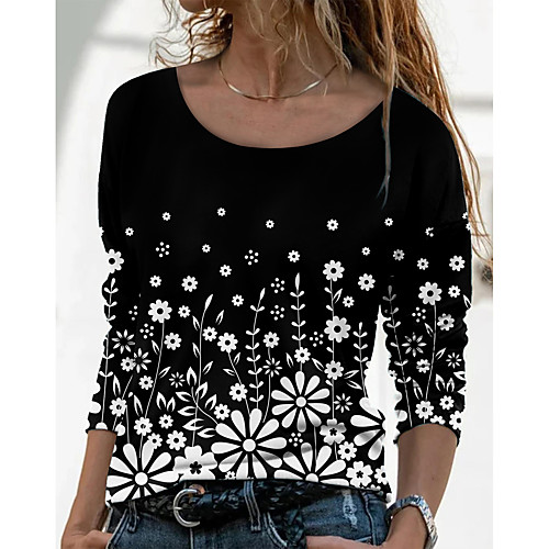Women's Floral Theme Painting T shirt Floral Graphic Long Sleeve Print Round Neck Basic Tops White Black
Women's Floral Theme Painting T shirt Floral Graphic Long Sleeve Print Round Neck Basic Tops White Black