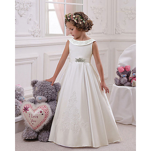 Princess Floor Length Flower Girl Dresses Christmas Mikado Sleeveless Boat Neck with Appliques / First Communion
Princess Floor Length Flower Girl Dresses Christmas Mikado Sleeveless Boat Neck with Appliques / First Communion