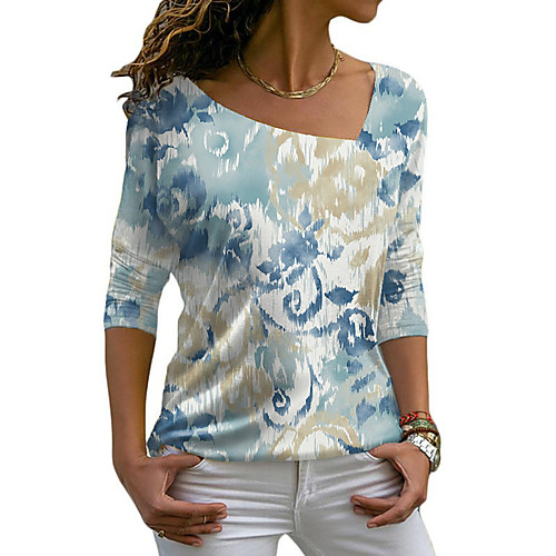 Women's Floral Theme Painting T shirt Floral Graphic Long Sleeve Print V Neck Basic Tops Blue Blushing Pink Gray
Women's Floral Theme Painting T shirt Floral Graphic Long Sleeve Print V Neck Basic Tops Blue Blushing Pink Gray