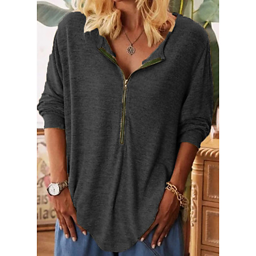 Women's Blouse Shirt Plain Long Sleeve Quarter Zip Shirt Collar Basic Streetwear Tops Cotton Purple Gray Green
Women's Blouse Shirt Plain Long Sleeve Quarter Zip Shirt Collar Basic Streetwear Tops Cotton Purple Gray Green