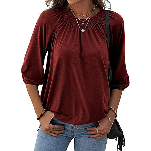 Women's Blouse Shirt Plain Round Neck Basic Streetwear Tops Cotton Blue Wine Army Green
Women's Blouse Shirt Plain Round Neck Basic Streetwear Tops Cotton Blue Wine Army Green