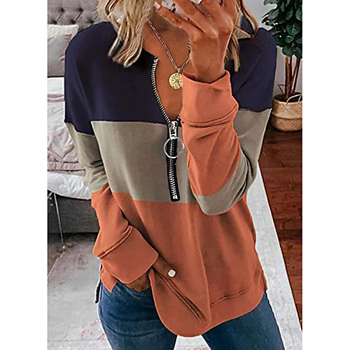 Women's Blouse Shirt Color Block Long Sleeve Zipper Patchwork V Neck Basic Streetwear Tops Cotton Blue Black Red
Women's Blouse Shirt Color Block Long Sleeve Zipper Patchwork V Neck Basic Streetwear Tops Cotton Blue Black Red