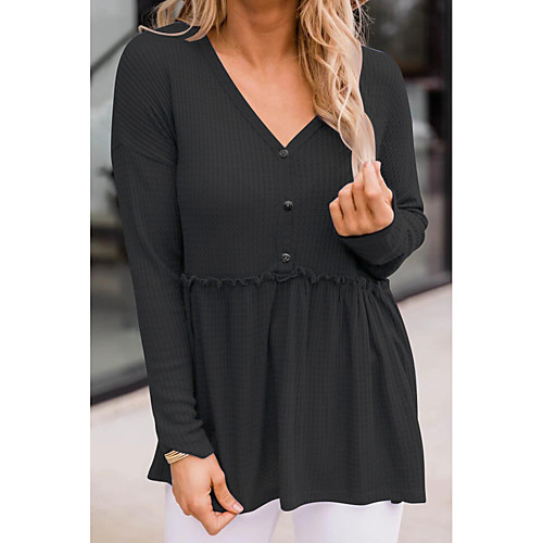 Women's Blouse Shirt Plain Long Sleeve Flowing tunic Button V Neck Basic Streetwear Tops Blushing Pink Green White
Women's Blouse Shirt Plain Long Sleeve Flowing tunic Button V Neck Basic Streetwear Tops Blushing Pink Green White