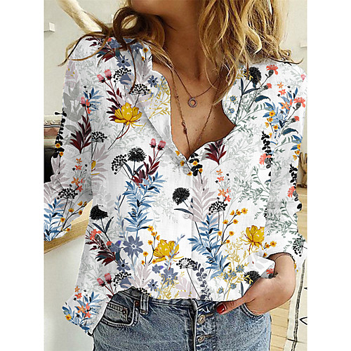 Women's Floral Theme Blouse Shirt Floral Graphic Long Sleeve Button Print Shirt Collar Basic Tops White
Women's Floral Theme Blouse Shirt Floral Graphic Long Sleeve Button Print Shirt Collar Basic Tops White