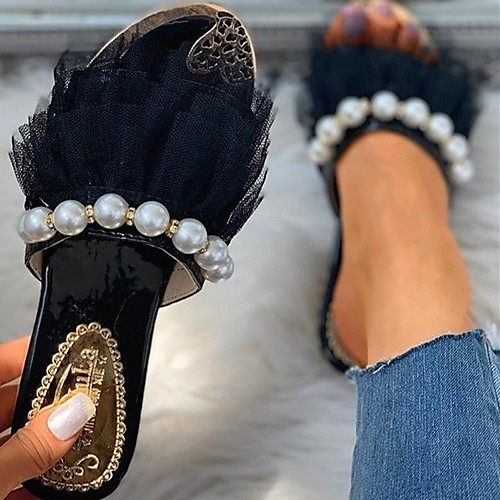 Women's Sandals Flat Heel Round Toe PU Imitation Pearl Solid Colored White Black
Women's Sandals Flat Heel Round Toe PU Imitation Pearl Solid Colored White Black