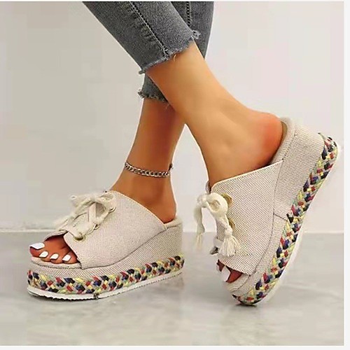 Women's Sandals Wedge Heels Plus Size Wedge Heel Open Toe Casual Daily Canvas Loafer Spring Summer Solid Colored White Black
Women's Sandals Wedge Heels Plus Size Wedge Heel Open Toe Casual Daily Canvas Loafer Spring Summer Solid Colored White Black