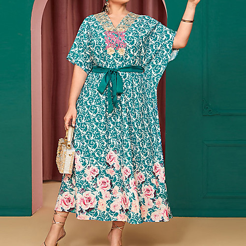 Women's Plus Size A Line Dress Floral V Neck Half Sleeve Spring Summer Casual Maxi long Dress Causal Daily Dress
Women's Plus Size A Line Dress Floral V Neck Half Sleeve Spring Summer Casual Maxi long Dress Causal Daily Dress