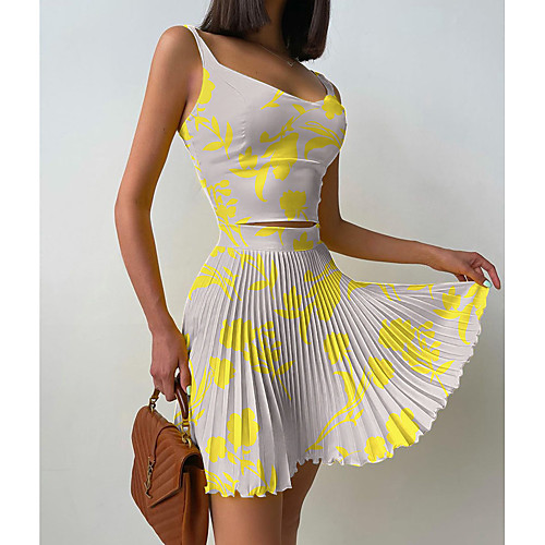 Women's Basic Floral Casual Vacation Two Piece Set Crop Top Tank Top Skirt Sets Skirt Pleated Print Tops
Women's Basic Floral Casual Vacation Two Piece Set Crop Top Tank Top Skirt Sets Skirt Pleated Print Tops