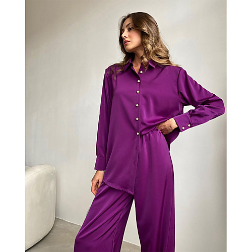 Women's Basic Solid Color Casual Daily Wear Two Piece Set Blouse Pants Sets Matching Sets Pant Wide leg pants Tops
Women's Basic Solid Color Casual Daily Wear Two Piece Set Blouse Pants Sets Matching Sets Pant Wide leg pants Tops