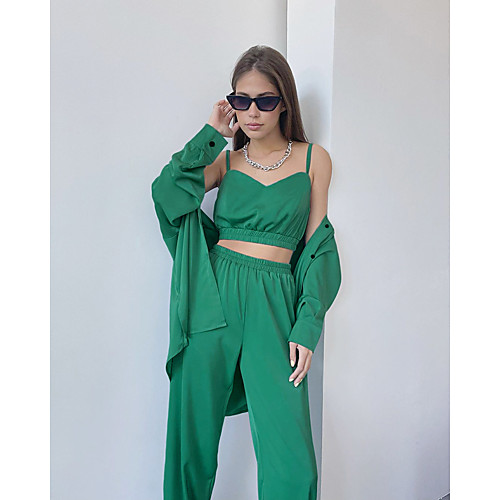 Women's Basic Solid Color Casual Daily Wear Two Piece Set Camisole Blouse Pants Sets Pant Wide leg pants Tops
Women's Basic Solid Color Casual Daily Wear Two Piece Set Camisole Blouse Pants Sets Pant Wide leg pants Tops