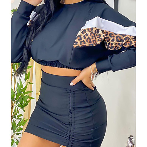 Women's Streetwear Color Block Leopard Casual Daily Wear Two Piece Set Crop Top Hoodie Skirt Sets Skirt Dress Ruched Drawstring Print Tops
Women's Streetwear Color Block Leopard Casual Daily Wear Two Piece Set Crop Top Hoodie Skirt Sets Skirt Dress Ruched Drawstring Print Tops