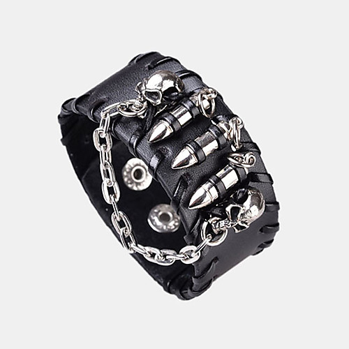Men's Leather Bracelet Classic Skull Stylish Leatherette Bracelet Jewelry Black For Halloween Street
Men's Leather Bracelet Classic Skull Stylish Leatherette Bracelet Jewelry Black For Halloween Street