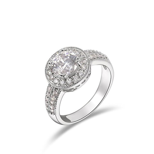 Femme Bague Fantaisie Grosse Diamant synthétique Doré Argent Cristal