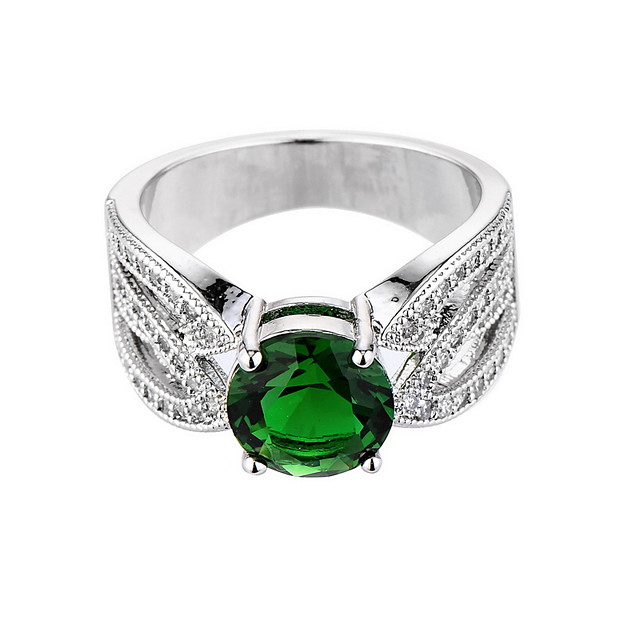 Bague Anneaux Emeraude synthétique Vert Zircon Émeraude Alliage Bague