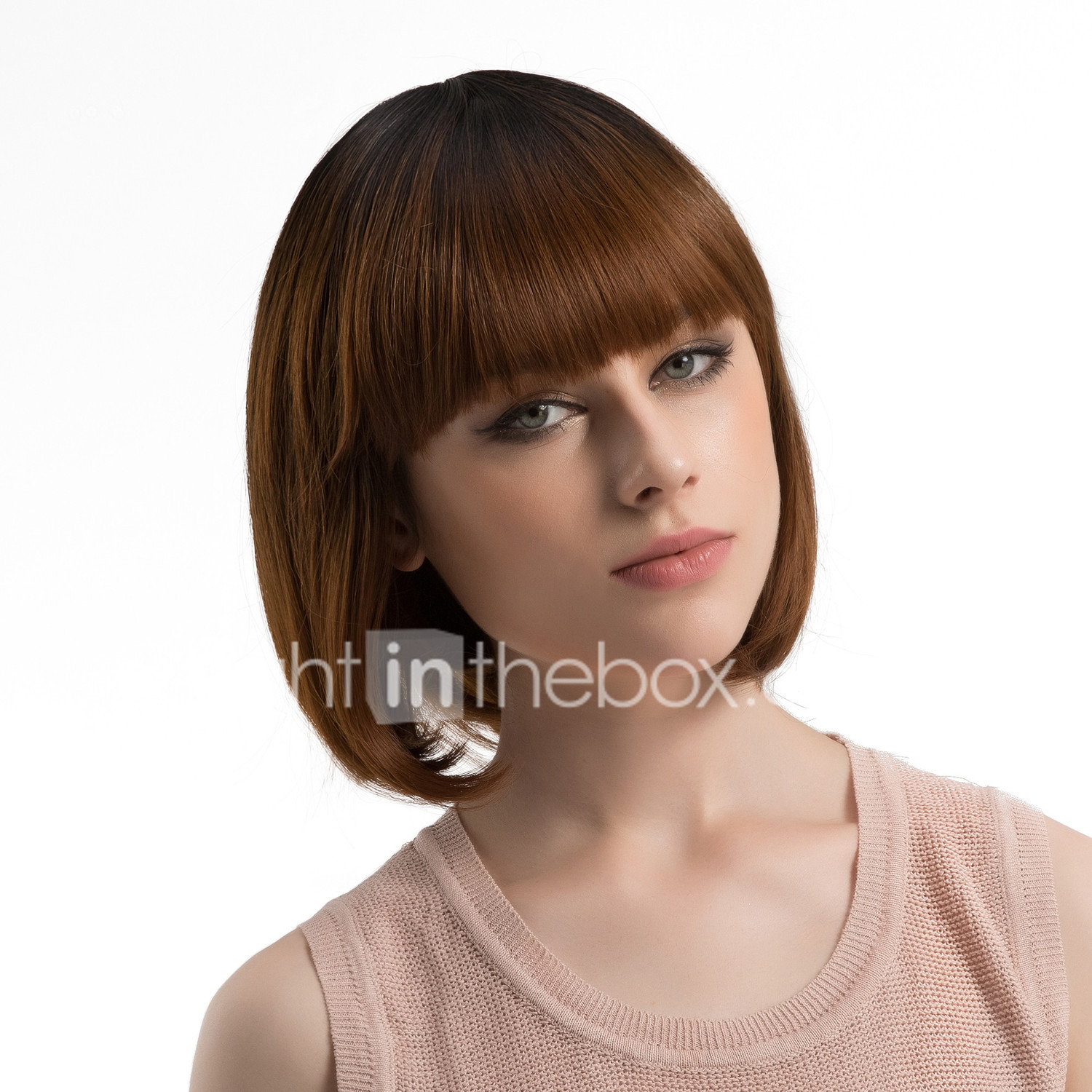 Synthetic Wig Straight Style Bob Capless Wig Brown Dark Brown