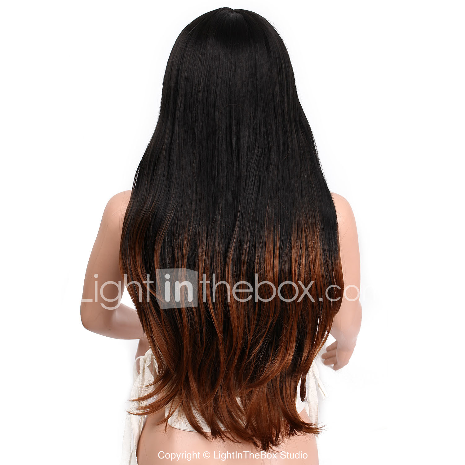 Synthetic Wig Wavy Style With Bangs Wig Black Auburn Brown
