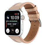 economico -1 pcs Cinturino intelligente per Apple  iWatch Apple Watch Series 7 / SE / 6/5/4/3/2/1 Banda di affari Vera pelle Tela Sostituzione Custodia con cinturino a strappo