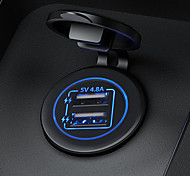 economico -caricabatteria per auto refit 5v 4.8a doppia porta usb per auto moto - luce blu