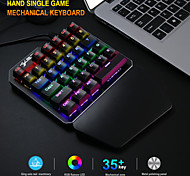 economico -la nuova tastiera meccanica j100 a una mano 35 tasti tastiera da gioco con asse verde luce abbagliante cablata adatta per console di gioco