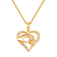 Zircônia Cubica pequeno diamante Colares com Pendentes Mãe filha Coração Coração oco senhoras Fashion Cobre Dourado Prata Ouro Rose 55 cm Colar Jóias Para Diário