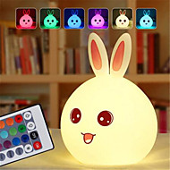 baratos -coelho dos desenhos animados dozzlor noite levou lâmpada de cabeceira luz sensor de toque remoto colorido usb silicone coelho para miúdos das crianças bebê