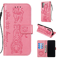 Padrão de gato e tigre em relevo phone casehuawei p30 pro lite huawei mate30 pro lite all-inclusive estojo protetor titular do cartão carteira de couro pu
