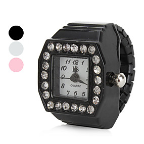 baratos Anéis Relógio-Mulheres Relógio Anel Relógio de diamante Relógio Quadrado Japanês Quartzo Preta / Branco / Rosa imitação de diamante senhoras Brilhante - Branco Preto Rosa claro Um ano Ciclo de Vida da Bateria