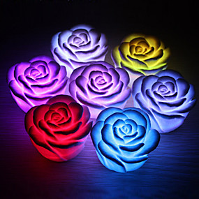 baratos Luminárias para Presente-1 pc rosa flor levou luz noite mudando 7 cores romântico vela luz lâmpada