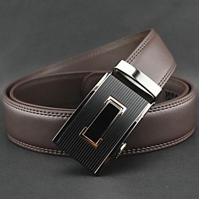 baratos Cintos Masculinos-Homens Trabalho / Casual Pele, Com Fivela / Cinto para a Cintura Sólido / Todas as Estações