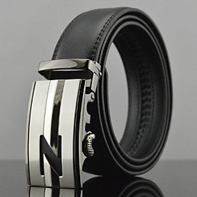 baratos Cintos Masculinos-Homens Trabalho / Casual Pele, Com Fivela / Cinto para a Cintura Sólido / Todas as Estações