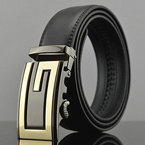 baratos Cintos Masculinos-Homens Trabalho / Casual Pele, Com Fivela / Cinto para a Cintura / Todas as Estações