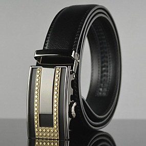 baratos Cintos Masculinos-Homens Trabalho / Casual Pele, Com Fivela / Cinto para a Cintura Sólido / Todas as Estações