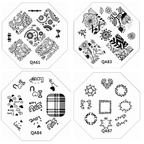 baratos Carimbos para Unhas-Novas placas de imagem 1pc prego carimbar chique do laço placa do amor da flor para a decoração da arte do prego de DIY (padrão sortidas)