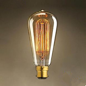 baratos Lâmpadas Incandescentes-1pç 40 W / 60 W B22 ST64 Branco Quente 2300 k Incandescente Vintage Edison Light Bulb 220-240 V / 220 V